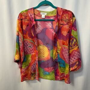 Laura Ashley Petites 100% SIlk Floral Multicolor Kaftan Vintage VTG Womens M